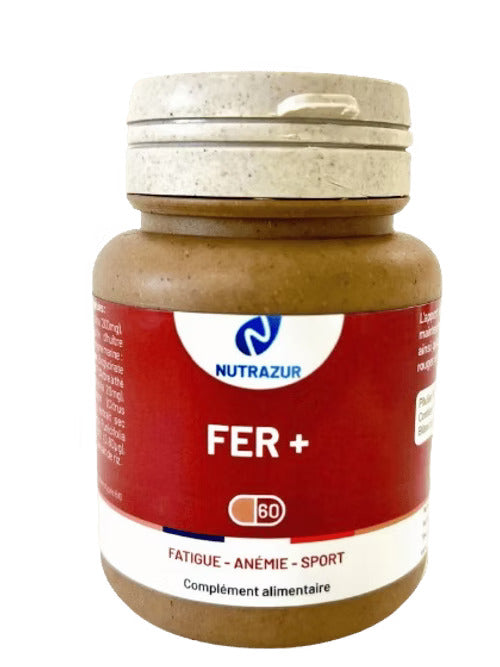 Fer+:  Bisglycinate de fer pour anémie - carence en fer (60 gélules)