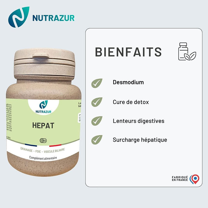 Hépat : Lenteur digestive, cure détox, soutient du foie (60 gélules)
