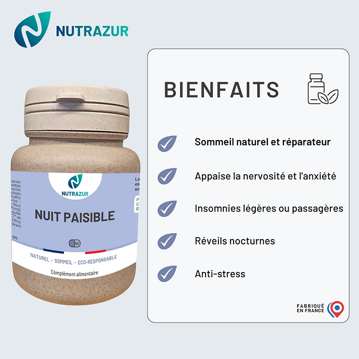Nuit Paisible : Favorise l'endormissement et un sommeil réparateur (60 gélules)