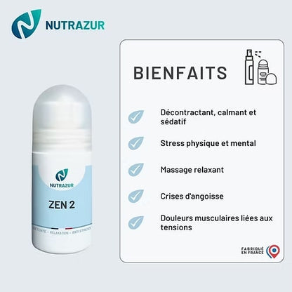 Zen 2 : huile de massage pour une détente musculaire et mentale (roll'on 50 ml)