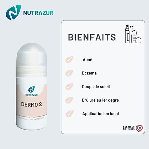 Dermo 2 - huile de massage - peau fragile - acné -eczéma - brulure 1er degré  (roll'n 50ml)
