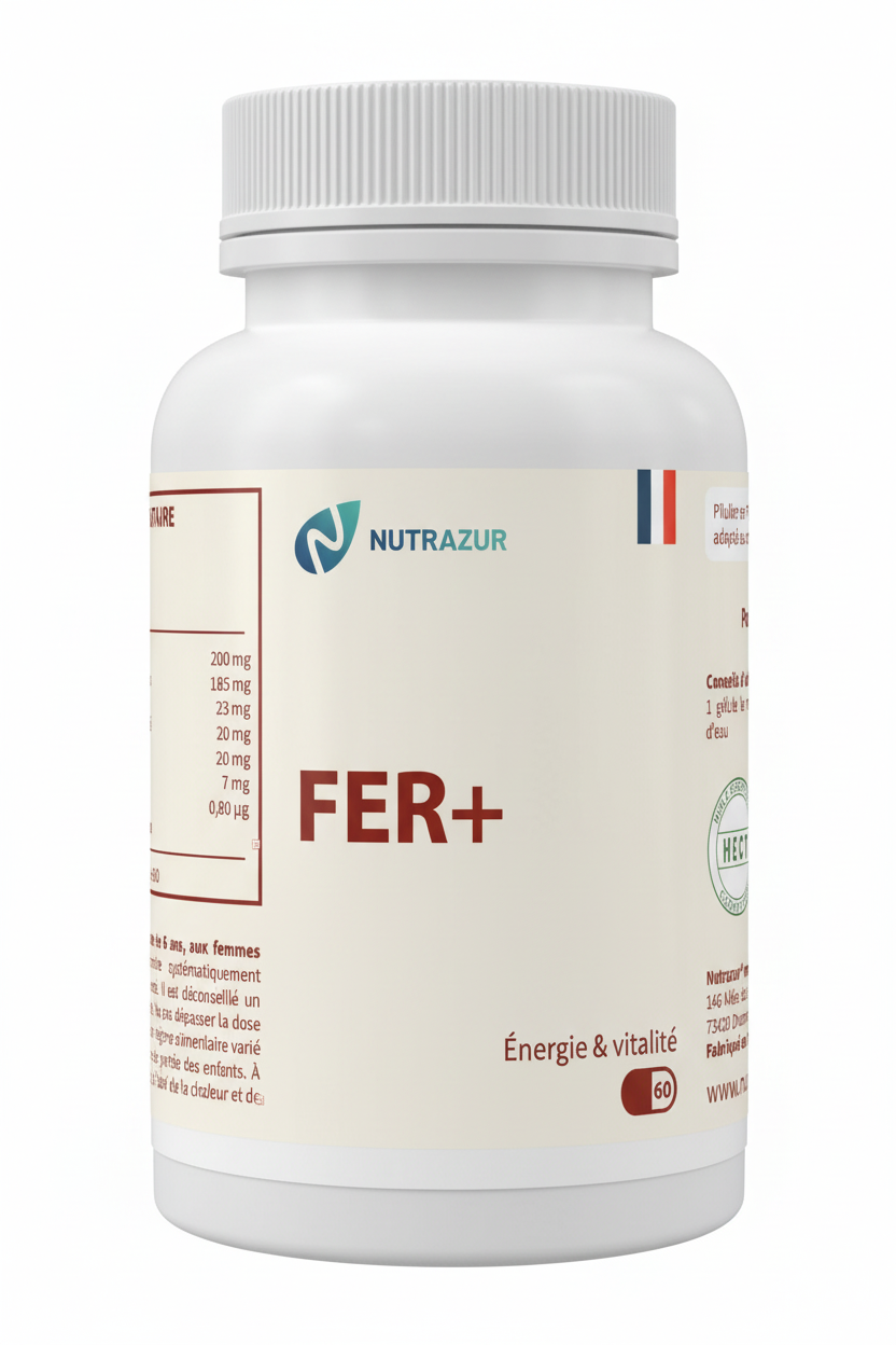 Fer+:  Bisglycinate de fer (60 gélules)