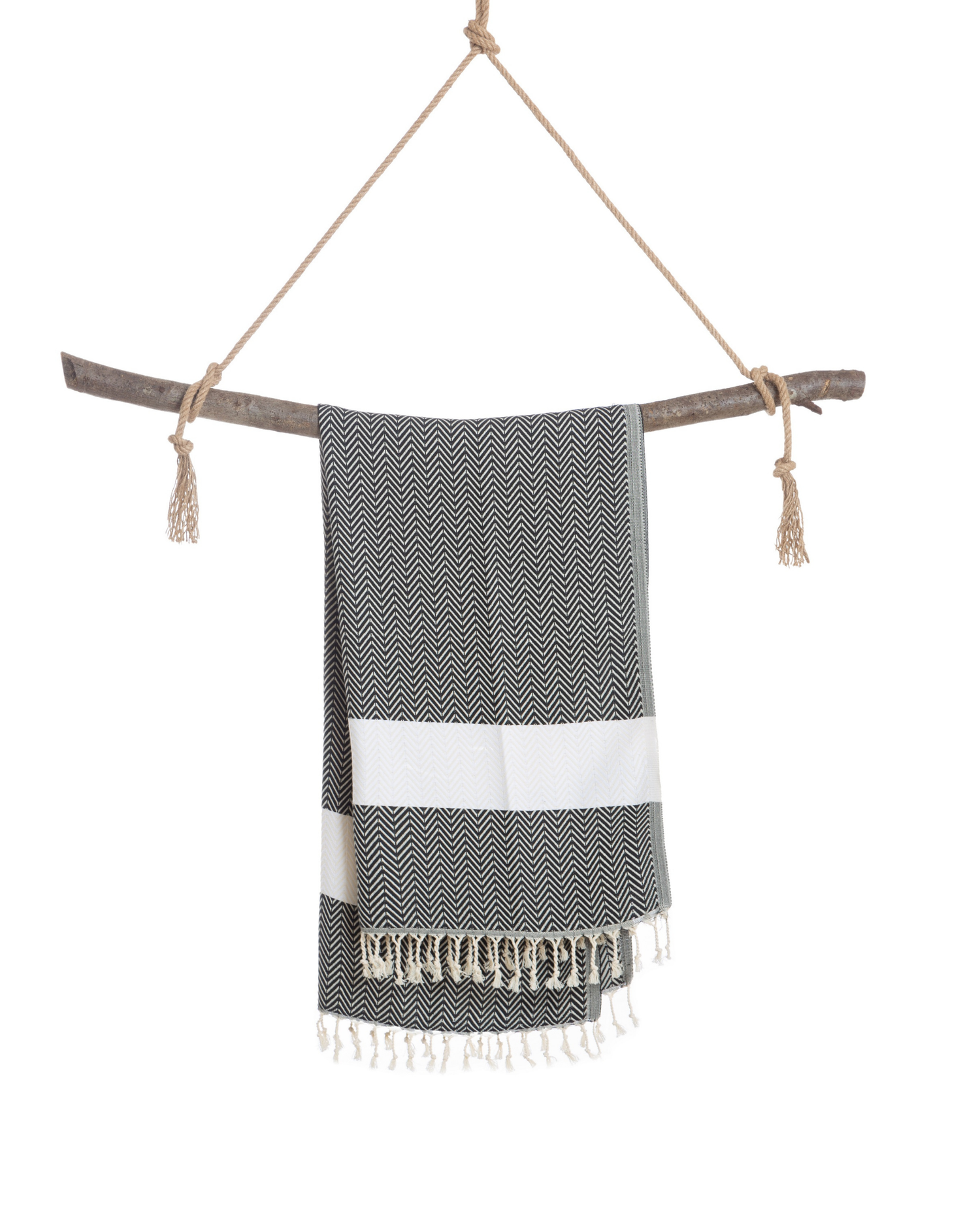 ZAYA Hammam Towel, Beach Towel, Pestemal - Black / White