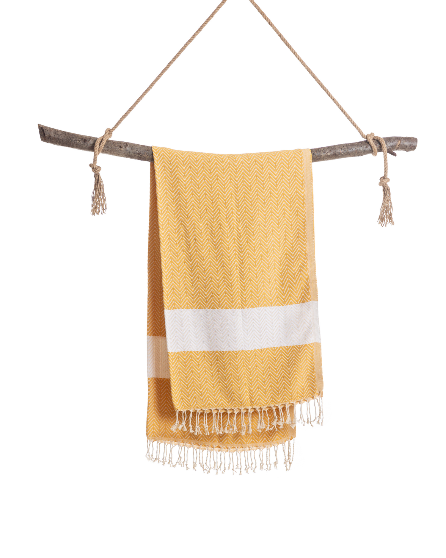 ZAYA Hammam Towel, Beach Towel, Pestemal - Mustard / White