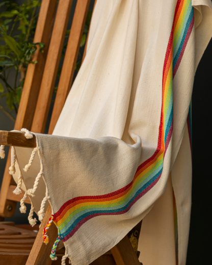 BAMBOO RAINBOW Beach Towel, Turkish Hammam Towel, Spa & Sauna Towel / Made of Bamboo and Cotton / Beige