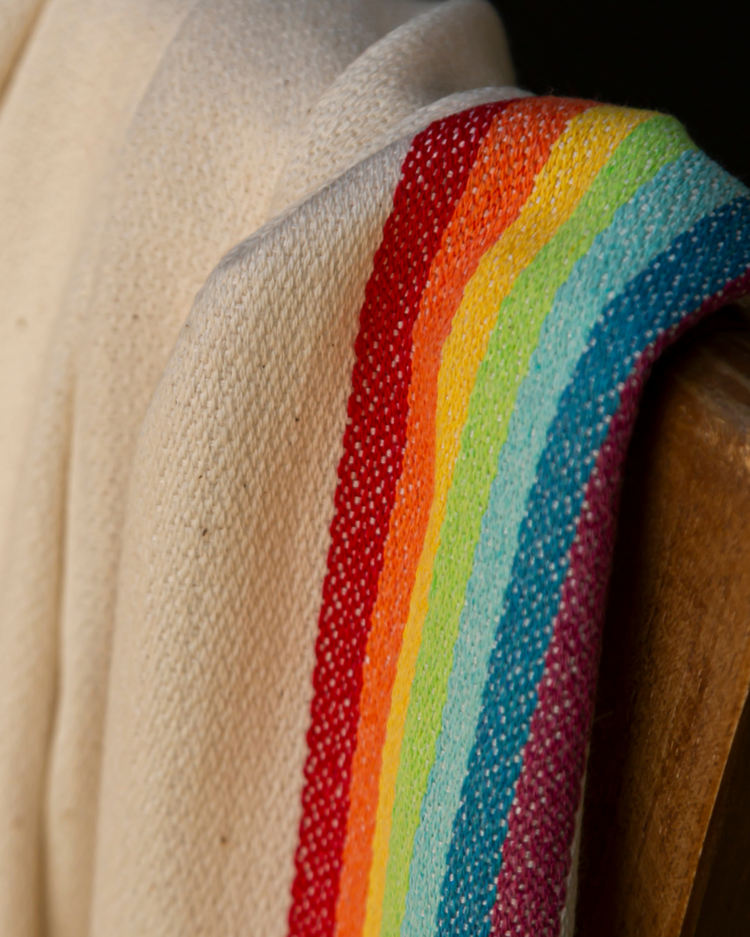 BAMBOO RAINBOW Beach Towel, Turkish Hammam Towel, Spa & Sauna Towel / Made of Bamboo and Cotton / Beige