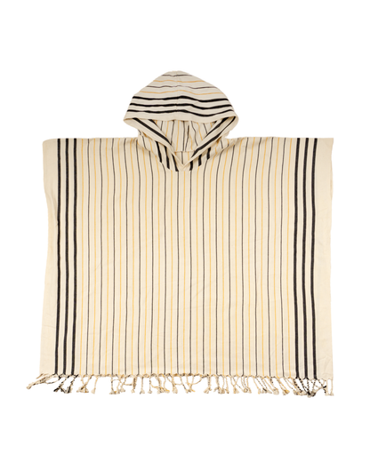 Women Hooded Beach Pool Spa Sauna Poncho, Changing Towel - Stripe Yellow, with Recycled Gift Box