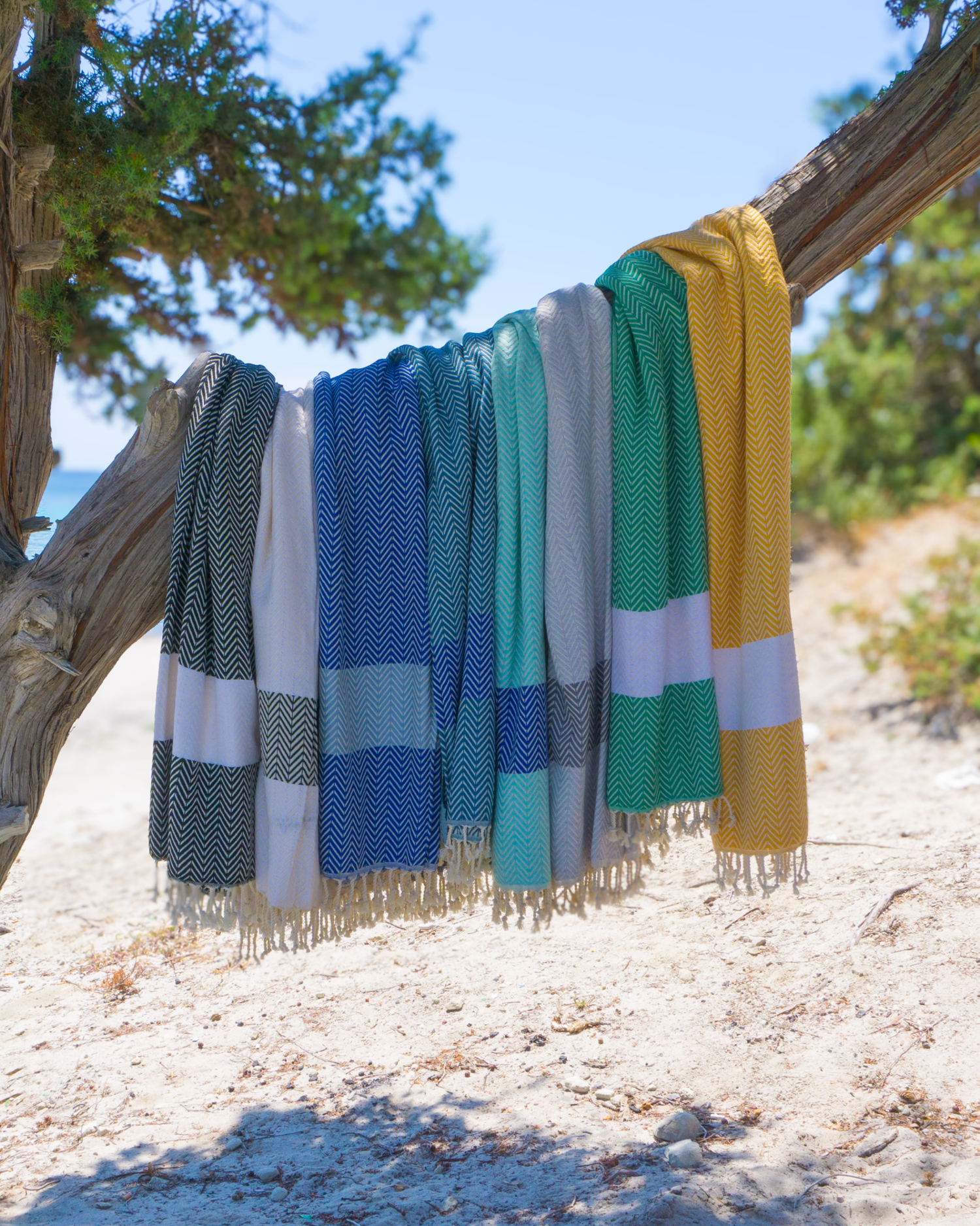 ZAYA Hammam Towel, Beach Towel, Pestemal - Mustard / White