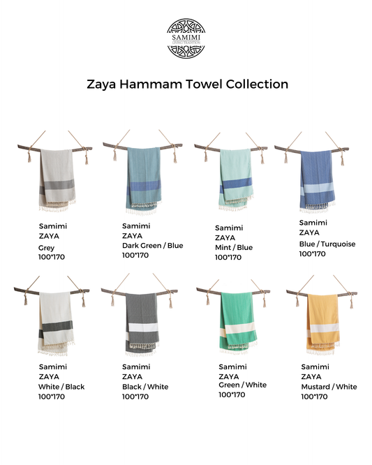 ZAYA Hammam Towel, Beach Towel, Pestemal - Mustard / White