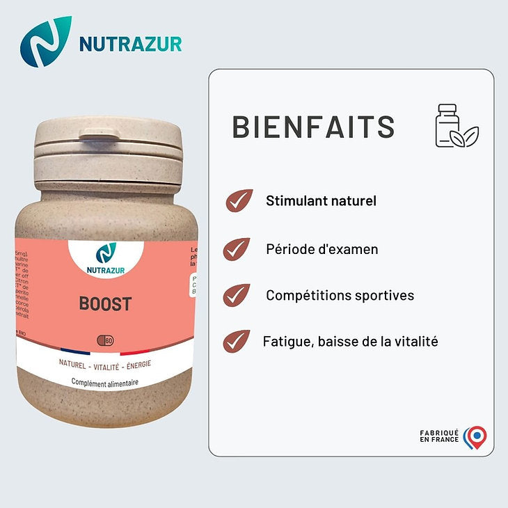 Boost : Stimulant naturel physique et mental - sportif - fatigue passagère (60 gélules)