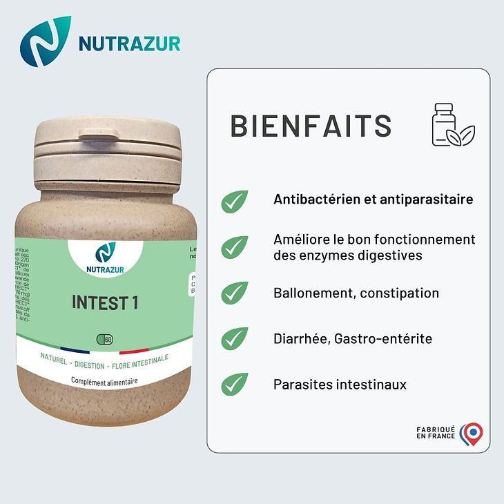 Intest1 - Digestion (60 gélules) - Antibactérien et antiparasitaire