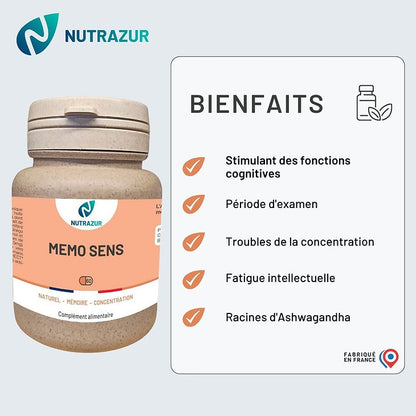 Mémo Sens : soutient, renforce et stimule la mémoire (60 Gélules)