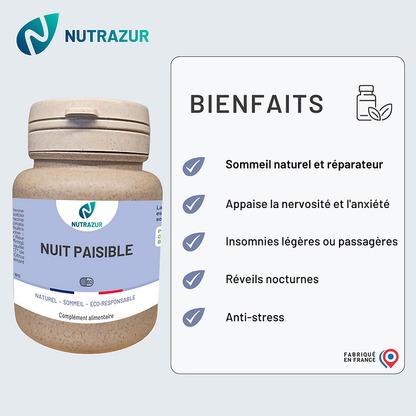 Nuit Paisible : Favorise l'endormissement et un sommeil réparateur (60 gélules)