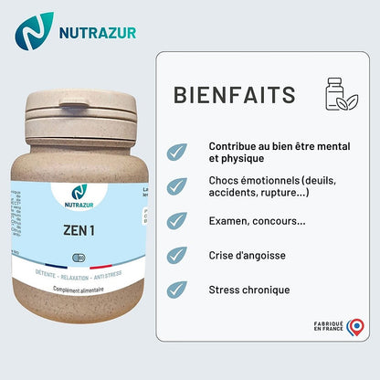 Zen 1 : -Anti stress , relaxant naturel , régulateur du système sympathique et nerf vague (60 gélules)